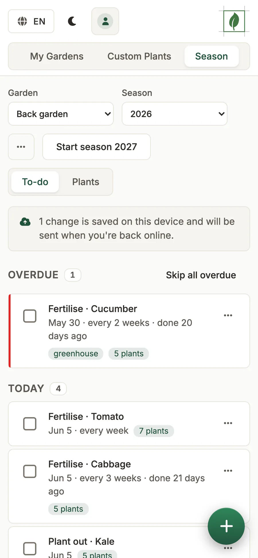 The to-do list on a phone with no connection: a ticked-off job waits on the device until it can be sent